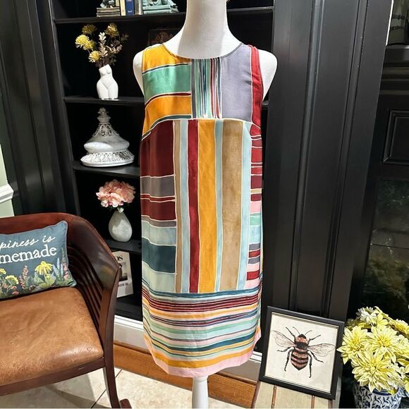 Loft Silky Geometric Shift Dress Size Small - Picture 1 of 13